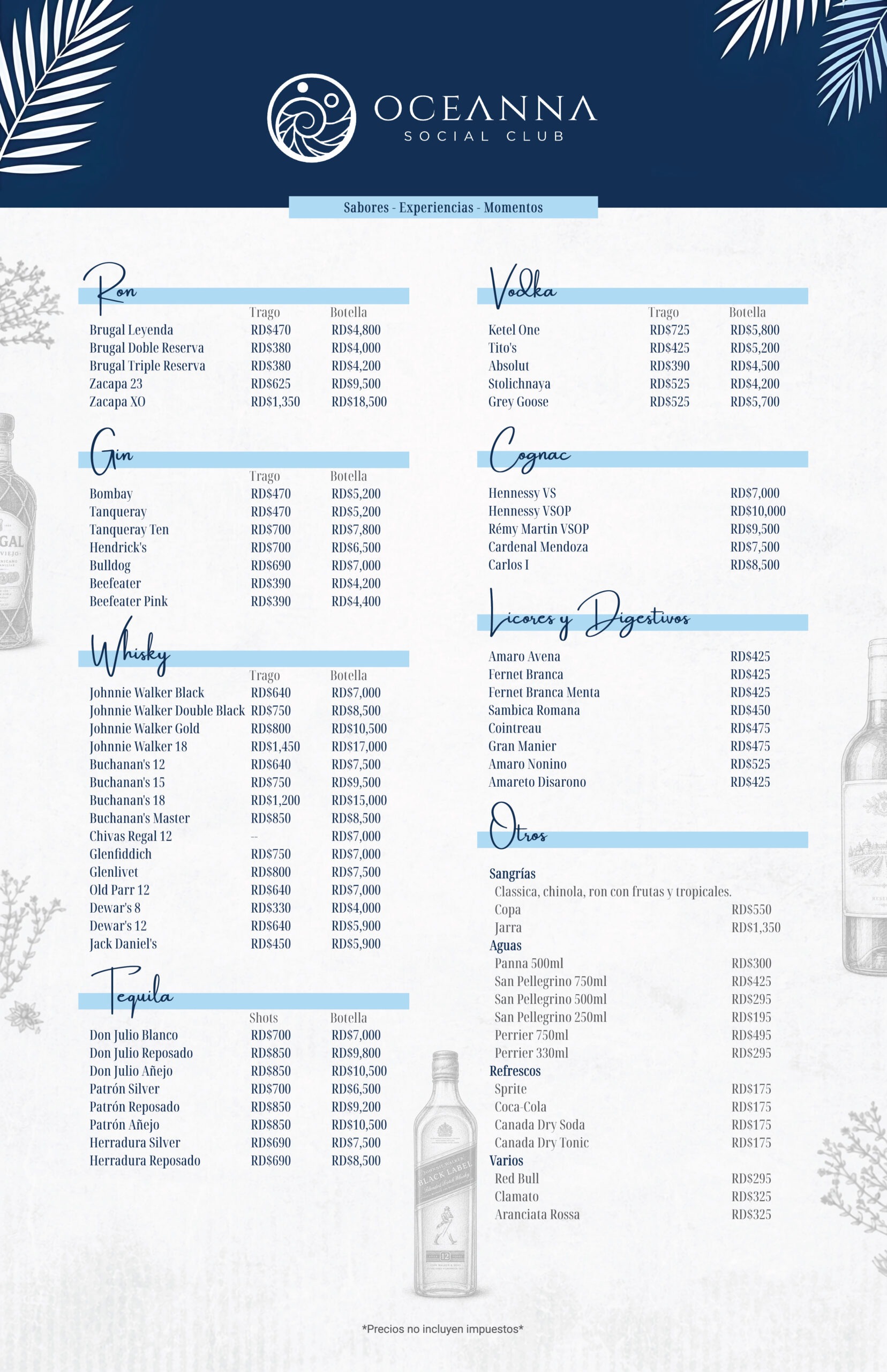 Menu Oceanna Bebidas 2026-01