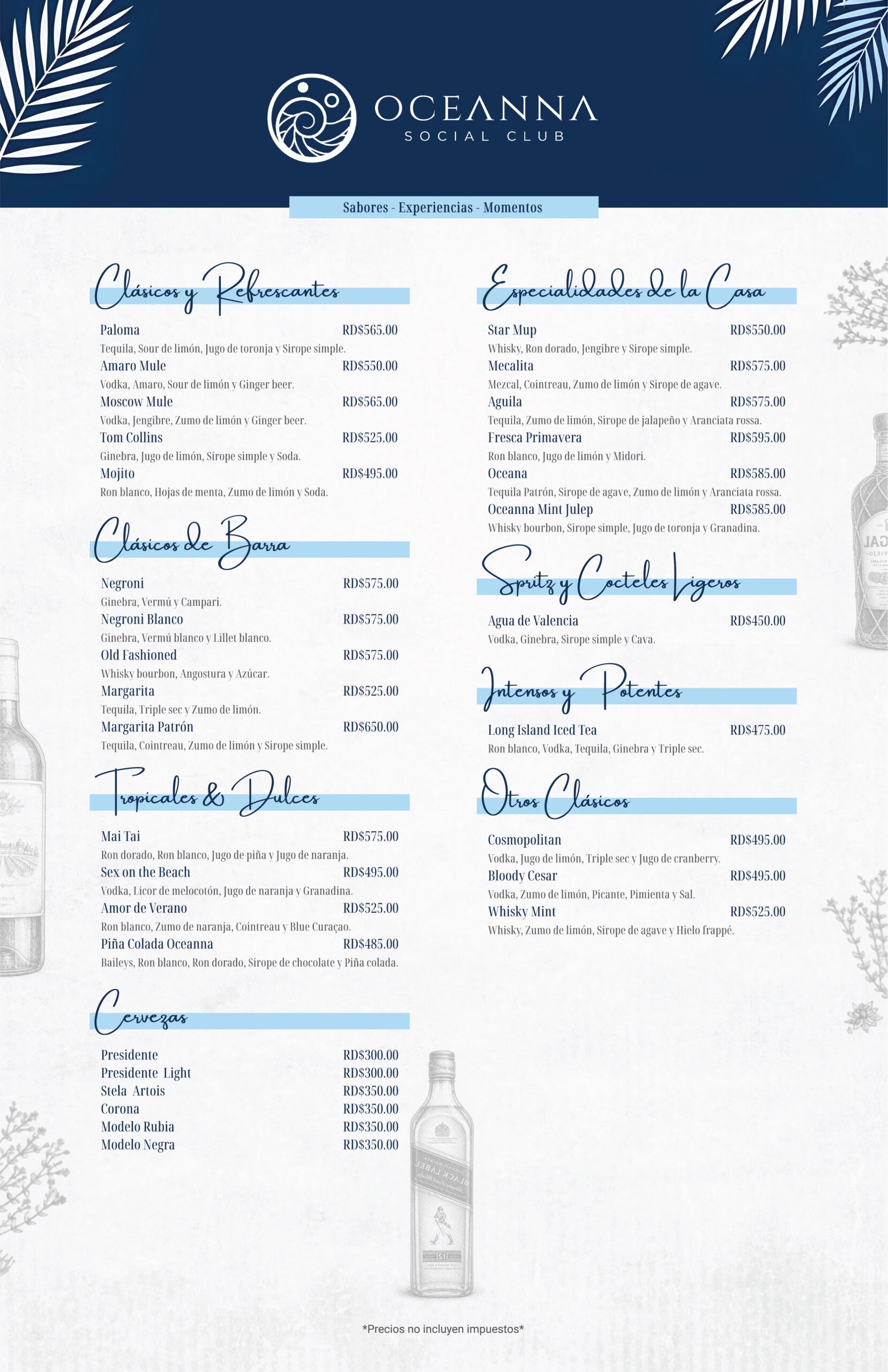 Menu Oceanna Bebidas 2026-02