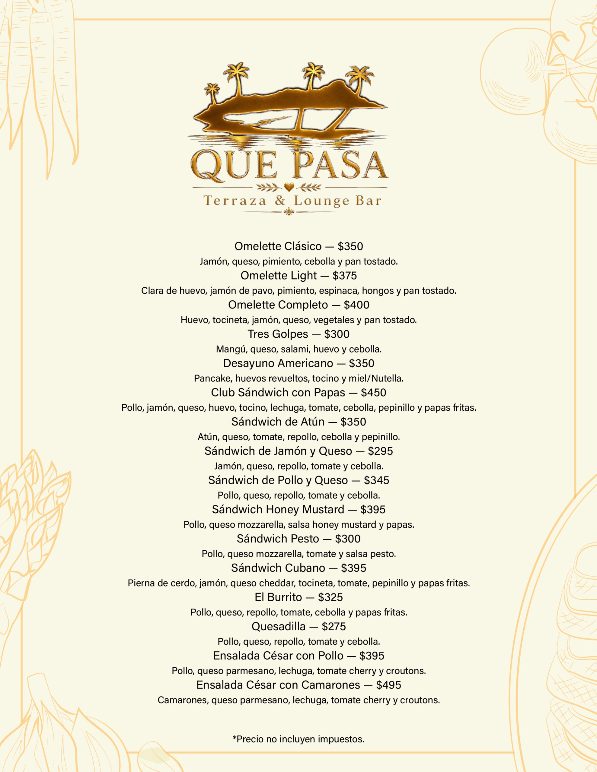 Que Pasa Menu
